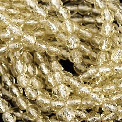 100 Czech 6mm Pressed Glass Round Beads Apollo Gold (27101)